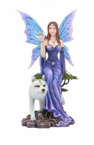 Fantasy Fairy with Wolf Companion Statue Mythical Creatures Figure-OsirisTradingUK