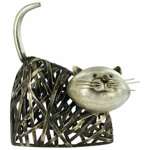 Twisted Metal Cat Sculpture Home Decor Figurine Ornament for Cat Lovers