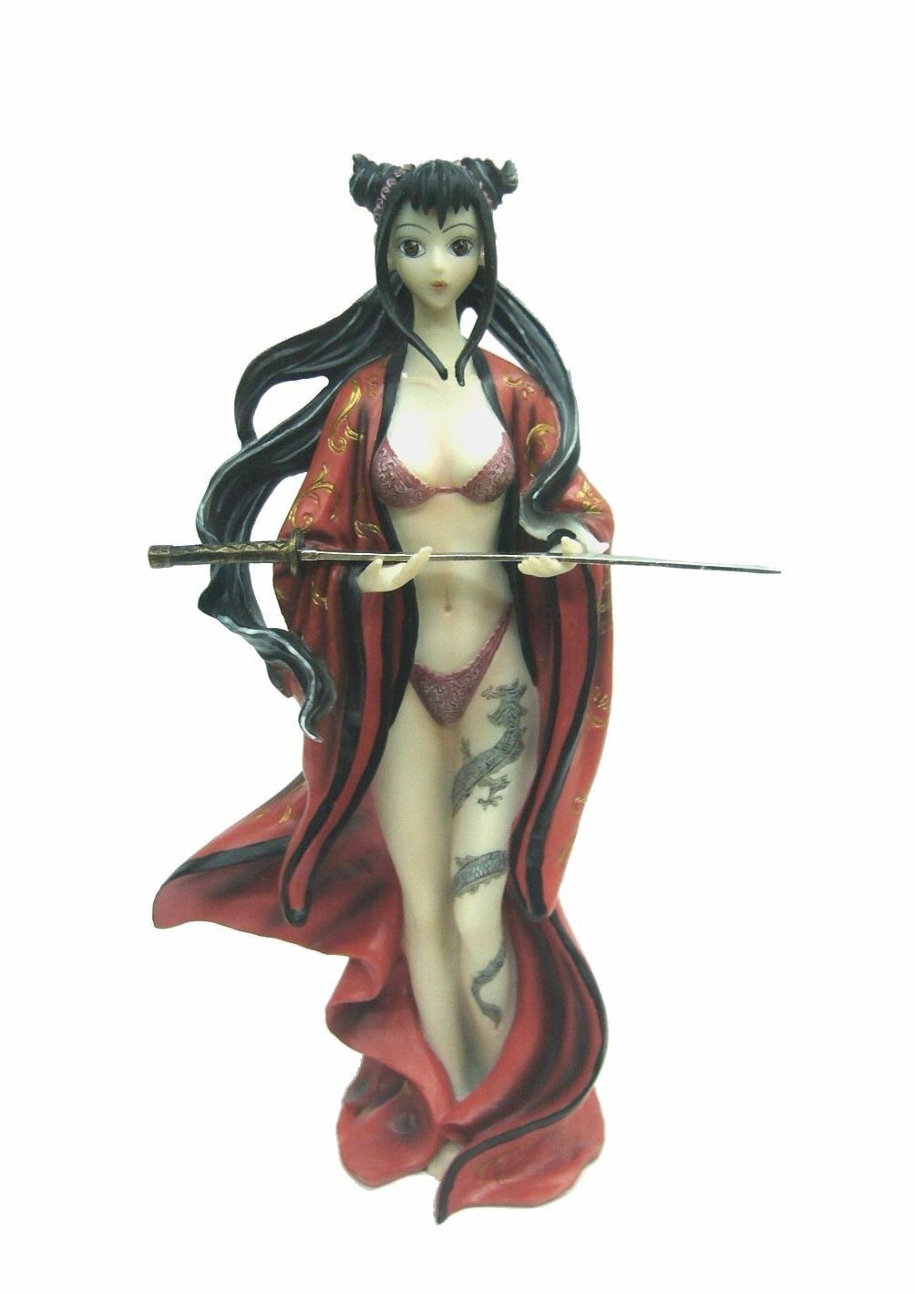 Female Assassin with Dragon Tattoo Manga Figurine Statue Ornament