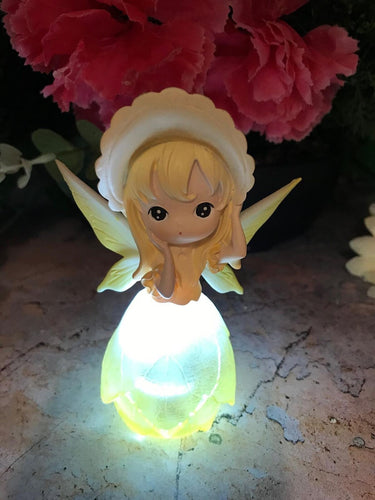 Adorable Angel Baby Girl with Led Light Yellow Figurine Fantasy Fairy Collection-OsirisTradingUK