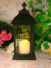 Load image into Gallery viewer, Flameless Lantern Grave Decoration Memorial Ornament with Cross

