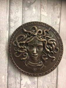 Bronze Effect Medusa Head Greek Mythology Wall Plaque Home Decoration Ornament