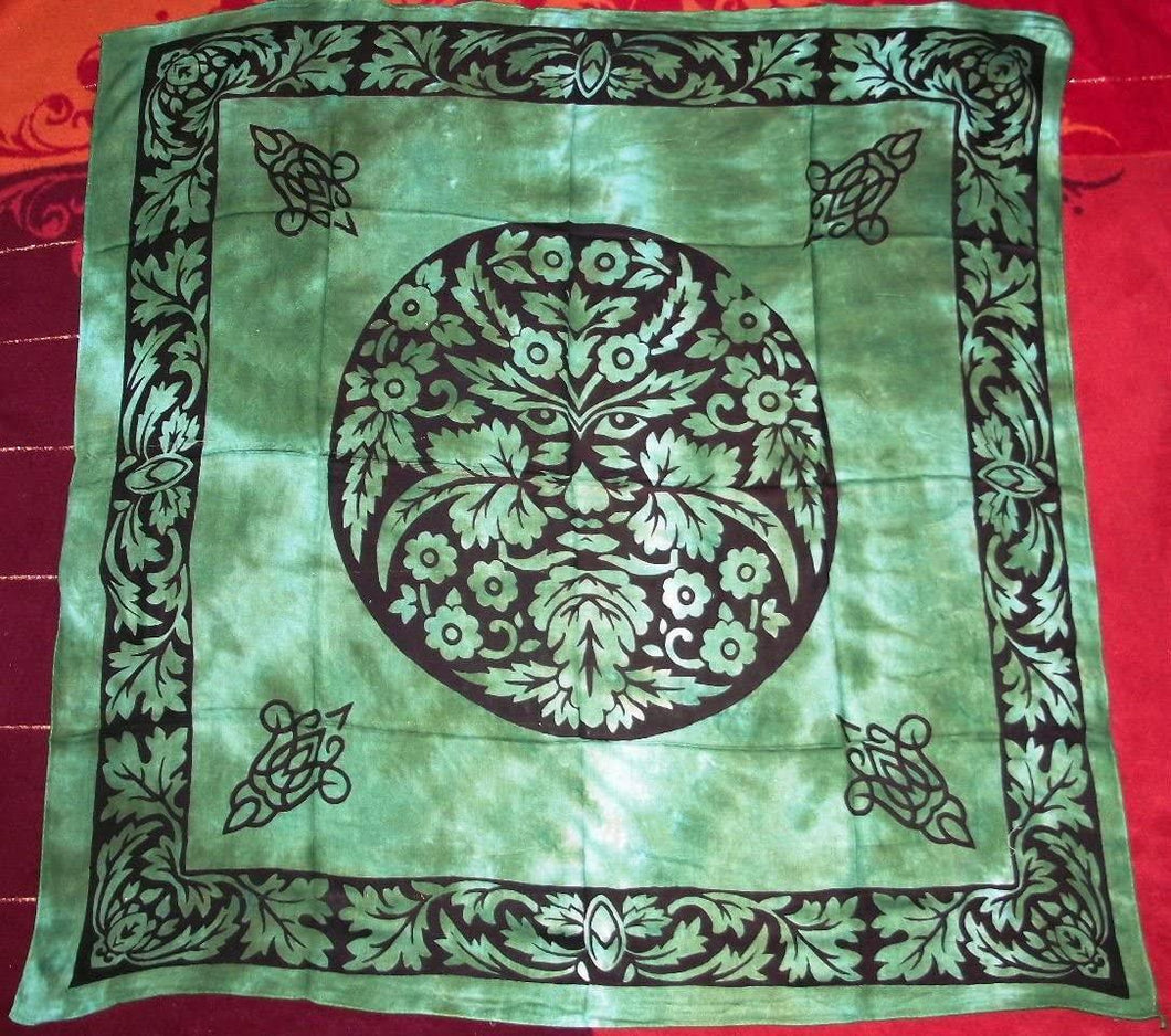 Green Man Altar Tarot Cloth Pagan Wiccan Table Cover Decoration Wall Decor