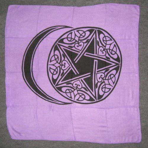 Crescent Moon Pentagram Altar Tarot Cloth-OsirisTradingUK