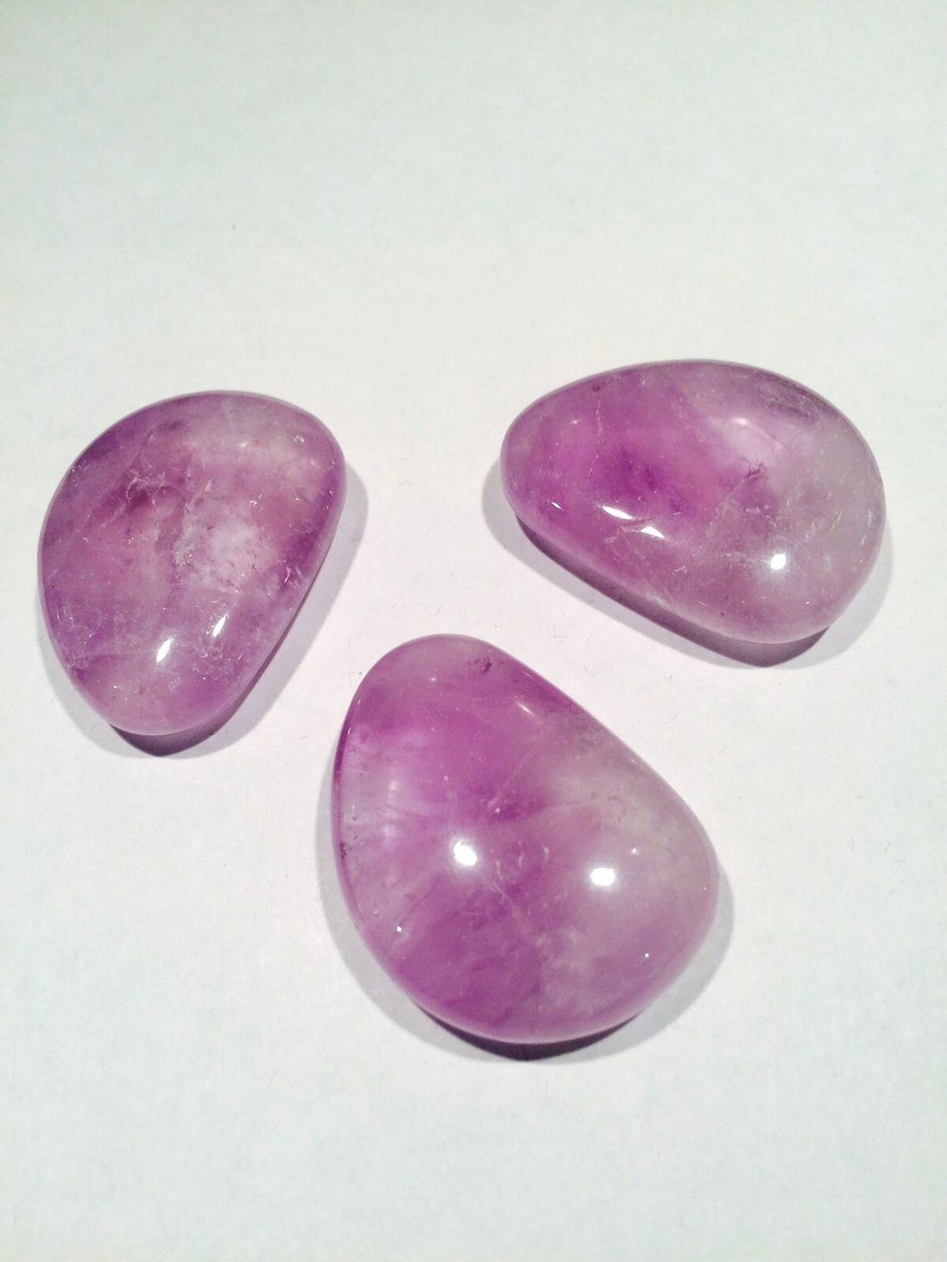 Set of 3 Beautiful Polished Amethyst Thumb Stone Crystal Reiki Healing-OsirisTradingUK