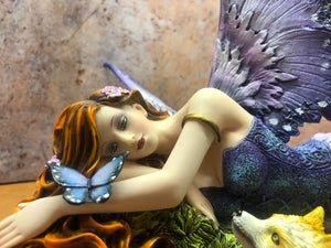 Fairy and Fox Companion Sculpture Fantasy Statue Mythical Creatures Figure Gift-OsirisTradingUK