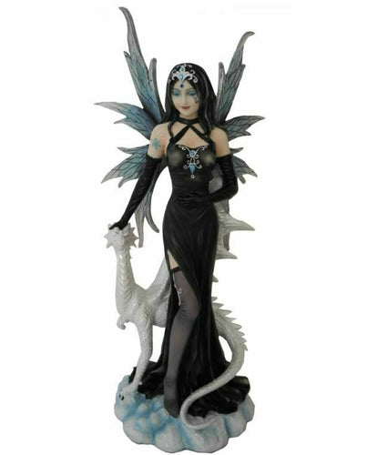 Large Dark Gothic Fairy and Dragon Companion Sculpture Statue Mythical Creatures-OsirisTradingUK