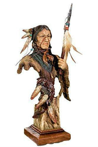 Native American Indian with Spear Bust Figurine Statue Ornament
