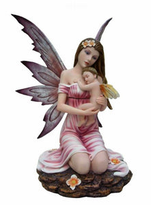 Mother Fairy and Baby Fantasy Art Sculpture Mythical Statue Pixies Ornament Gift