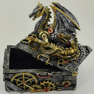 Steampunk Dragon Trinket Box Ornament Statue Sculpture for Office Study