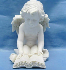 Schutzengel Figur Cherub Lesebuch Statue Ornament Skulptur