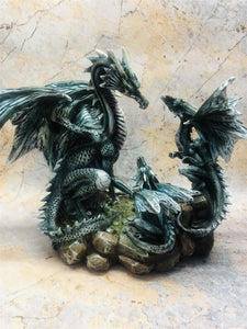 MOTHER AND BABY DRAGON FIGURINE STATUE ORNAMENT SCULPTURE