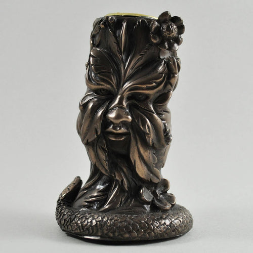 Wiccan Style Greenman Candle Holder Pagan Altar Decor Sculpture Ornament-OsirisTradingUK