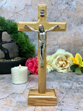 Load image into Gallery viewer, Olive Wood Crucifix Resin Corpus Christi Jesus Christ Cross Religious Ornament-OsirisTradingUK
