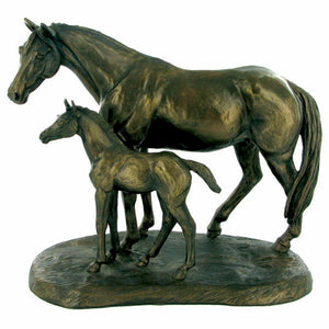 Bronze Mare and Foal Sculpture Horses Gifts Statue Figure Ornament-OsirisTradingUK