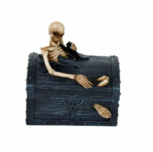 Skull Trinket Box Sculpture Skeleton Secret Stash Figurine Gothic Horror-OsirisTradingUK