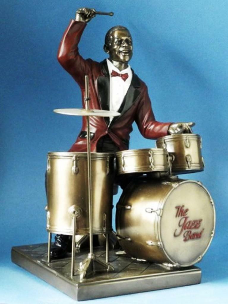 Jazz Music Sculpture Drums Statue Musician Figurine Band Ornament