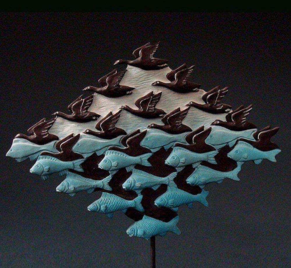 Escher Air and Water Resin Figurine Museum Reproduction Sculpture Collector Gift