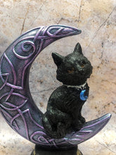 Load image into Gallery viewer, Witches Familiar Statue Pentagram Black Cat on Celtic Moon Witchcraft Wicca-OsirisTradingUK
