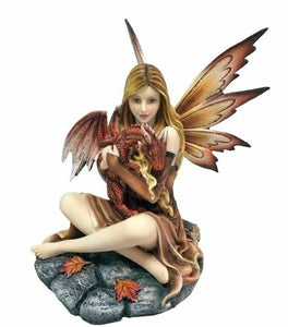 Large Fairy and Dragon Companion Sculpture Statue Mythical Creatures Figure Gift