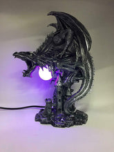 Load image into Gallery viewer, Silver Dragon Light Lamp Ornament Fantasy Dragons Art Sculpture Statue Ornament

