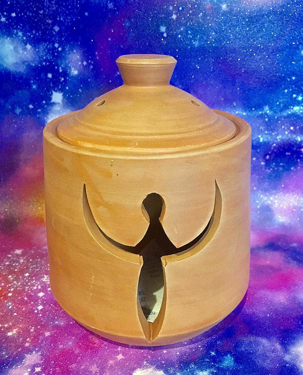 Earthly Smudge Pagan Clay Pot Moon Goddess Wiccan Altar Accessory Smudging