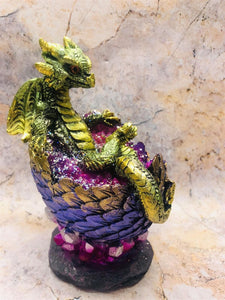 Whimsical Green Baby Dragon Hatchling Figurine Fantasy Art Statue Dragon Age