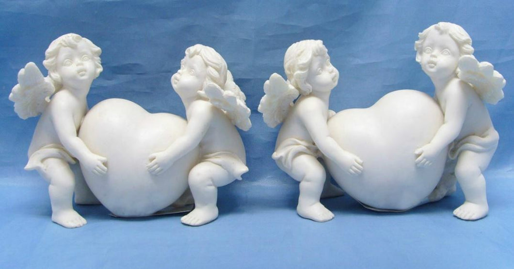 Set of Two Guardian Angel Figurine Cherub Statue Ornament Sculpture Gift