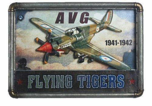 Antique Vintage Metal 3D Logo Sign Air Craft AVG Jet Cave Wall Plaque-OsirisTradingUK
