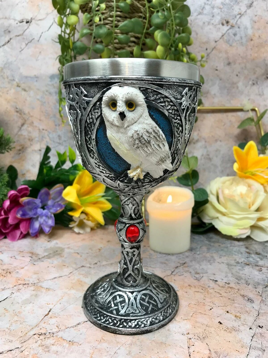 Wise Owl Goblet Chalice Gothic Decor Owls Collection Medieval Style Ornament