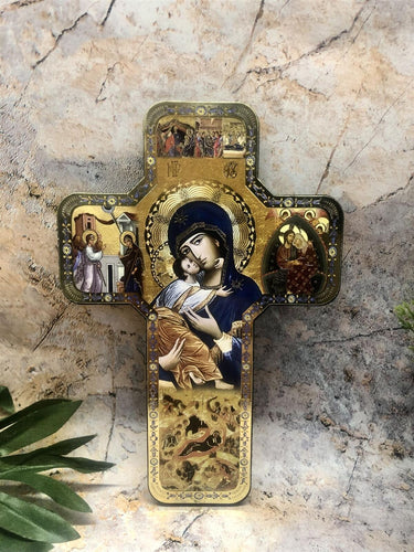 Wooden Wall Cross Our Lady of Perpetual Help Virgin Mary Religious Catholic-OsirisTradingUK