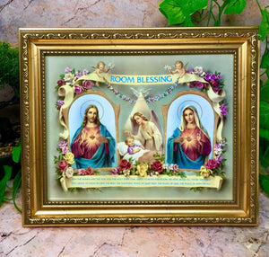 Framed Picture Room Blessing Jesus and Mary Christianity Religious Freestanding-OsirisTradingUK