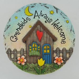Grandkids Always Welcome Stepping Stone Garden Ornament or Wall Plaque Gift-OsirisTradingUK