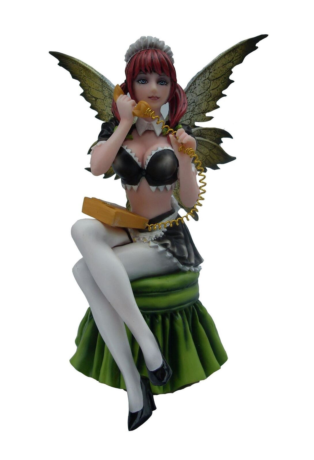 Seductive Fairy French Maid Answering Telephone Figurine Statue Ornament