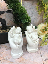 Load image into Gallery viewer, Pair of Beautiful Peaceful Baby Resting in Hand Cherub Angel Ornament
