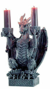 DRAGON CANDLE HOLDER - Light Keeper Gothic Ornament 2 Candles