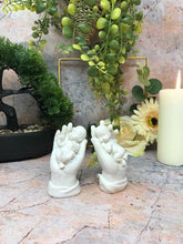 Load image into Gallery viewer, Pair of Beautiful Peaceful Baby Resting in Hand Cherub Angel Ornament
