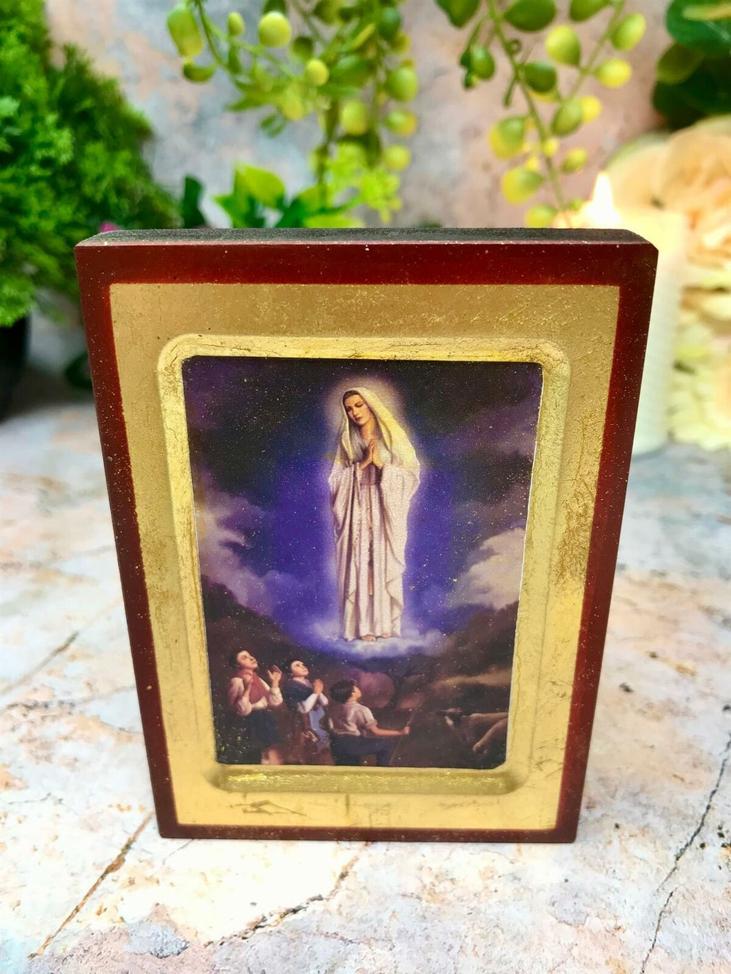 Our Lady of Fatima Virgin Mary Icon Style Religious Wall Plaque Decor-OsirisTradingUK