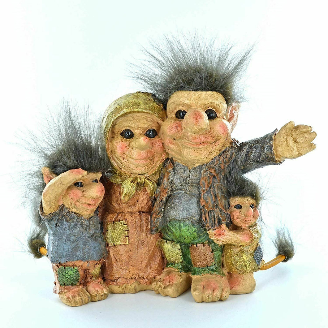 Sculpture de famille de trolls Décoration de jardin inhabituelle Ornement de pelouse Figure Cadeau 