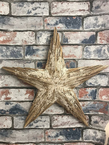 Reclaimed Wood Nautical Starfish Sea Creature Ornament Hand Made Home Decor