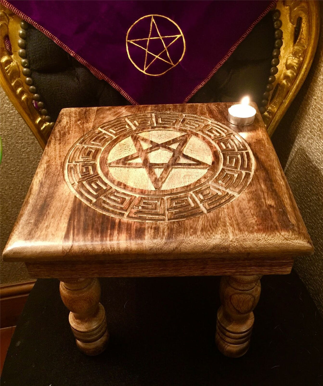Wooden Pentagram Wiccan Pagan Altar Witchcraft Occult