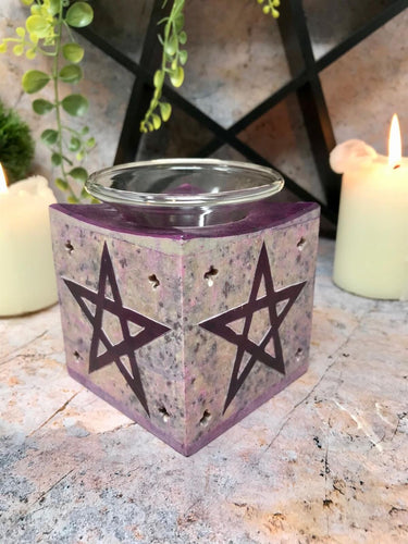 Soapstone Pentagram Oil Burner Aromatherapy Decoration Pagan Wicca Altar-OsirisTradingUK