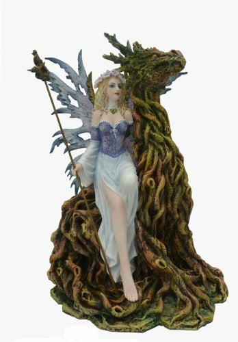 Large Fairy and Green Man Dragon Companion Sculpture Statue Mythical Creatures-OsirisTradingUK