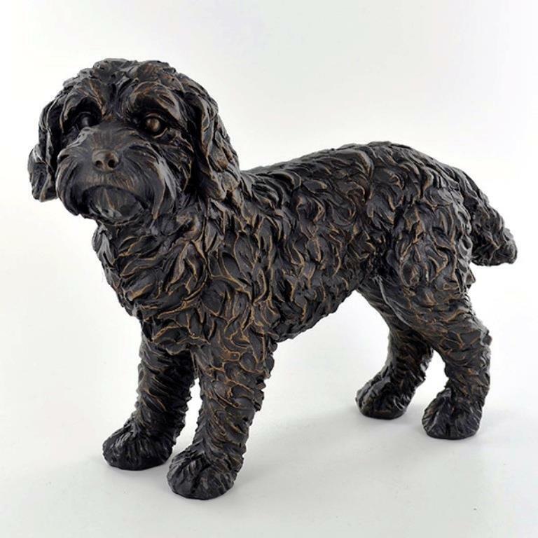 Cockapoo-Hundeskulptur in Bronzeoptik, Statuette, Ornament, Geschenk