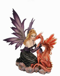 Large Fairy and Dragon Companion Sculpture Statue Mythical Creatures Figure Gift-OsirisTradingUK