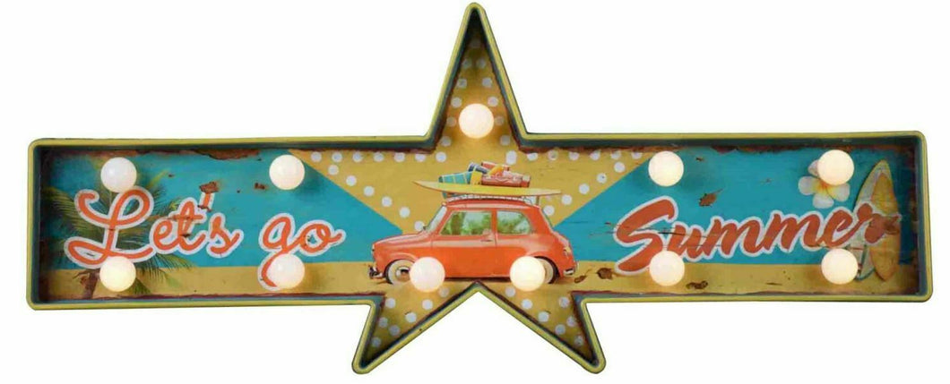 Vintage Metal 3D LED Logo Sign Beach Summer Vacation Man Cave Wall Plaque