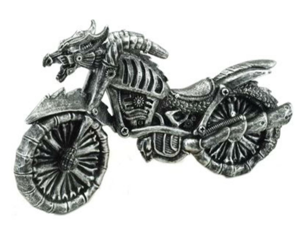 Silber Drachen Motorrad Skulptur Statue Drachen Sammlung Figur Ornament