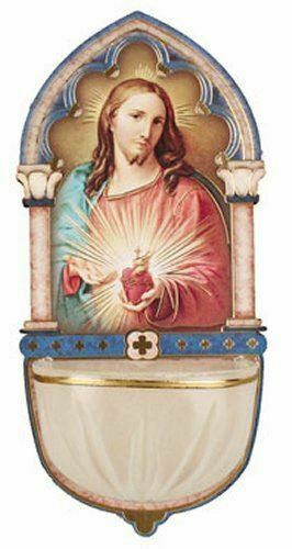 Luminous Sacred Heart of Jesus Holy Water Font Religious Gift Ornament-OsirisTradingUK