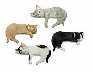 Lot de 4 figurines comiques décoratives en forme de chats endormis 