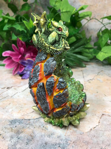 Green Dragon Guardian of Geode Statue Ornament with LED Light Dragons Collection